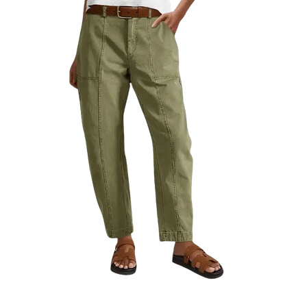 Solid Mid-Rise Baby Barrel Pants, High Stretch, Deep Pockets-6