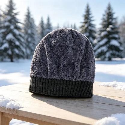 2-Pack Men's Fleece-Lined Knit Beanies, Warm Cuffed Winter Hats