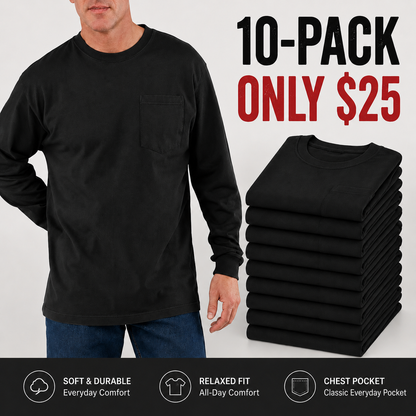 Men's Heavyweight Cotton Pocket T-Shirt, Relaxed Fit Casual Tee