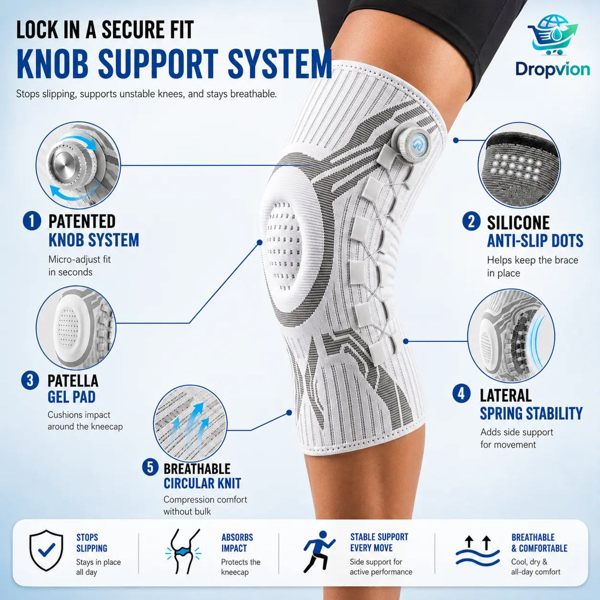 Adjustable Knee Brace – Compression Support & Stabilizer
