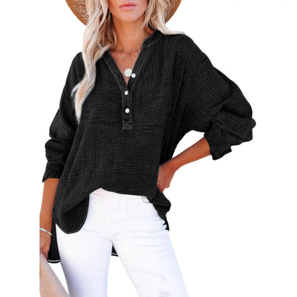 Flash Sale🔥 Women's Cotton V Neck Button Blouse Tops