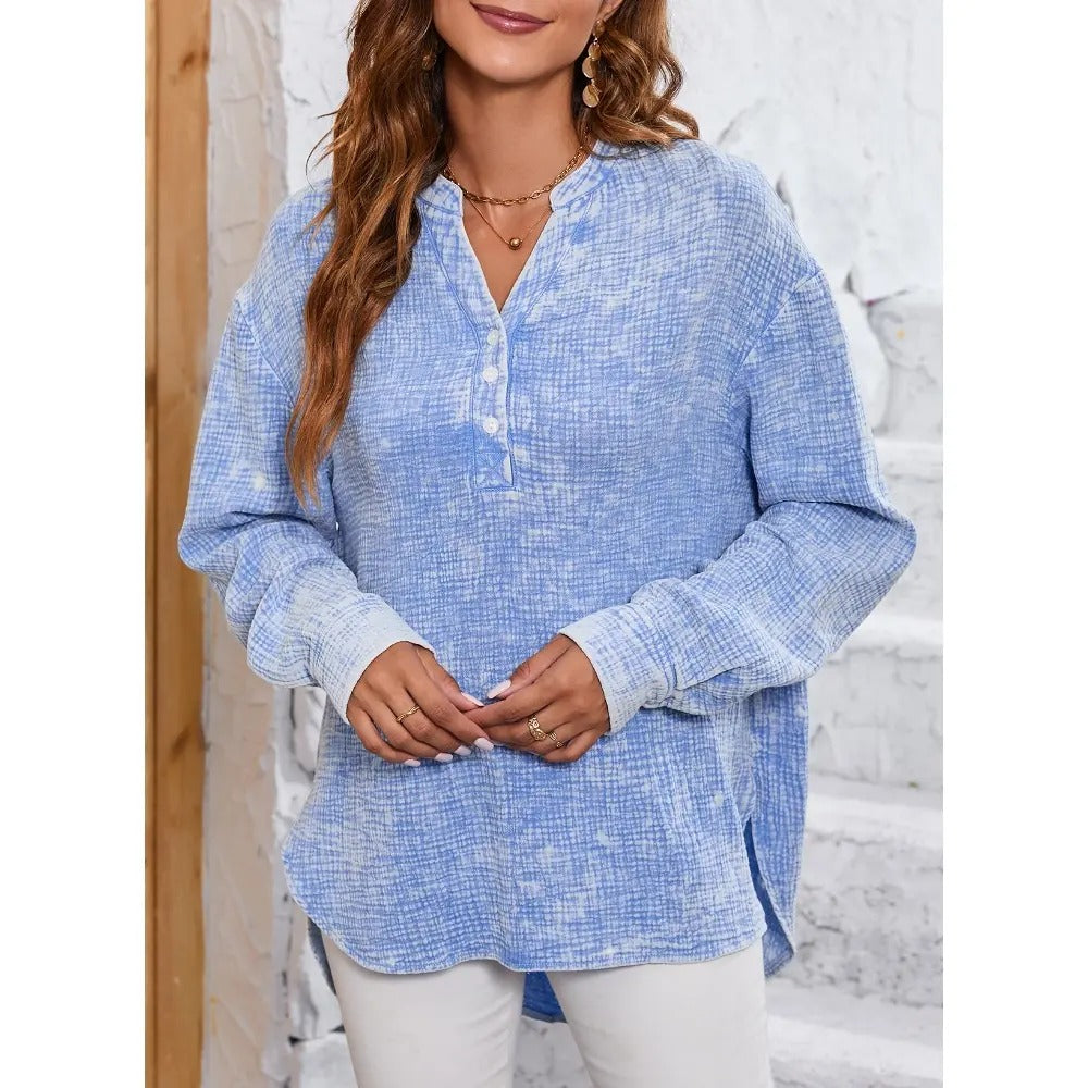 Flash Sale🔥 Women's Cotton V Neck Button Blouse Tops