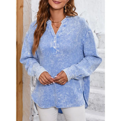 Flash Sale🔥 Women's Cotton V Neck Button Blouse Tops