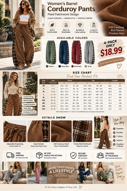 Women's Corduroy Barrel Pants🍂 FALL SPECIAL | 4 FOR ONLY $18.99! | BEST VALUE: 9 FOR ONLY $24.95