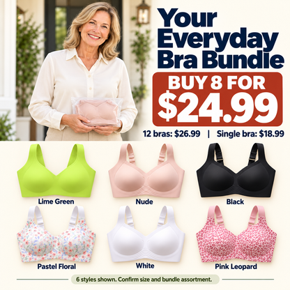 🌸 Women's V-Neck Bras in Solid Colors & Prints 🔥 Everyday Comfort | Clearance Bundle Deal