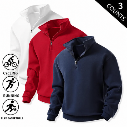 Men's Quarter-Zip Fleece Sweatshirts – Single or 3-Pack