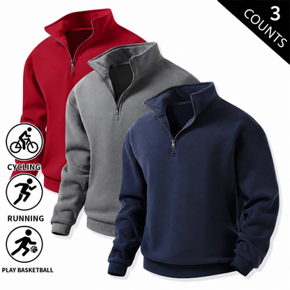 Men's Quarter-Zip Fleece Sweatshirts – Single or 3-Pack
