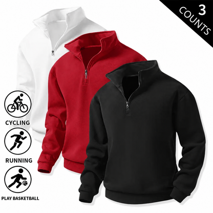 Men's Quarter-Zip Fleece Sweatshirts – Single or 3-Pack
