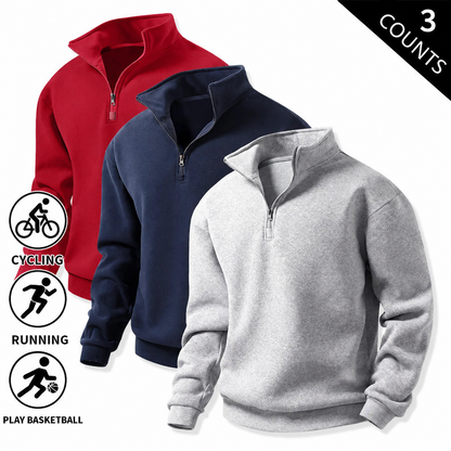Men's Quarter-Zip Fleece Sweatshirts – Single or 3-Pack