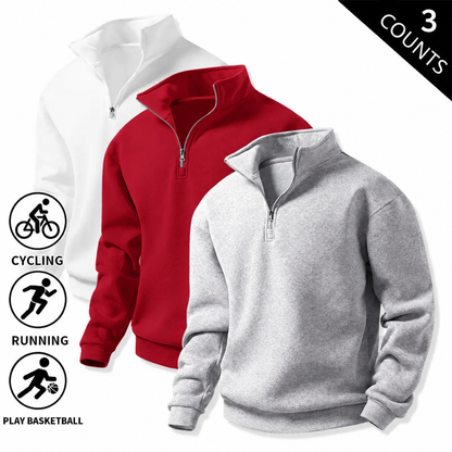 Men's Quarter-Zip Fleece Sweatshirts – Single or 3-Pack