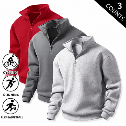 Men's Quarter-Zip Fleece Sweatshirts – Single or 3-Pack