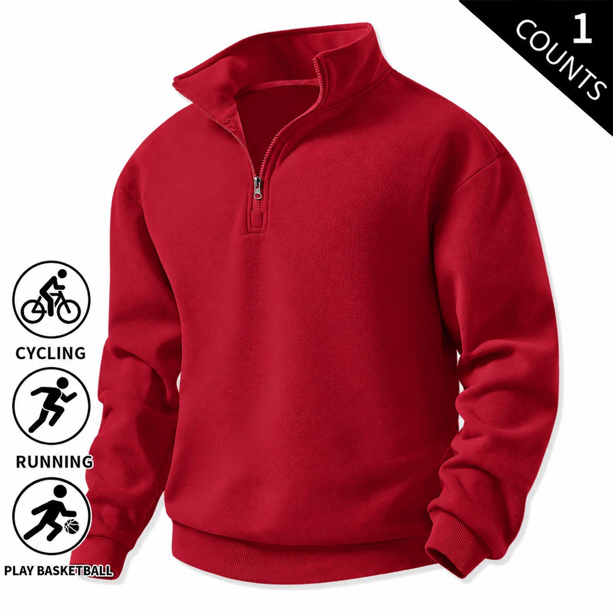 Men's Quarter-Zip Fleece Sweatshirts – Single or 3-Pack