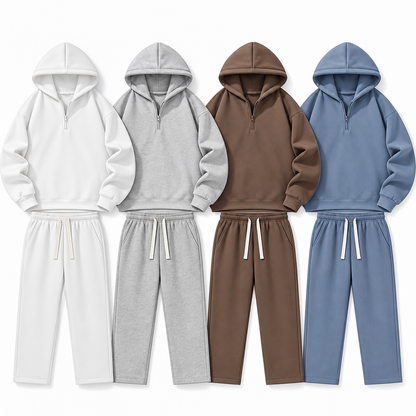 Unisex Half-Zip Hoodie & Sweatpants Set 8-Color Set