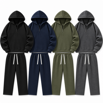 Unisex Half-Zip Hoodie & Sweatpants Set 8-Color Set