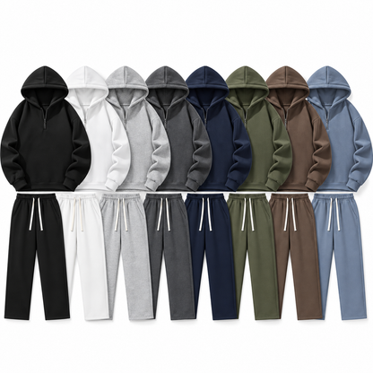 Unisex Half-Zip Hoodie & Sweatpants Set 8-Color Set
