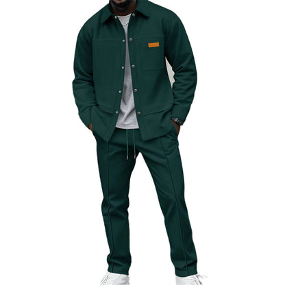Casual two-piece set for men: jacket and pants in textured knit