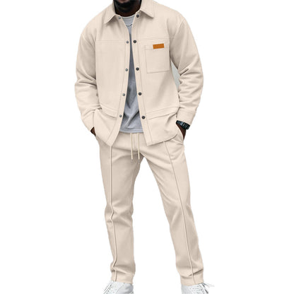Casual two-piece set for men: jacket and pants in textured knit