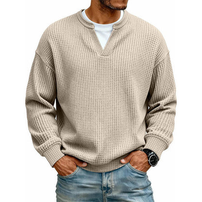 🍂 FALL & WINTER DEAL | 5 FOR $19.99 | 10 FOR ONLY $26.99! Men's Thermal Waffle Knit Pullover – Soft & Cozy Long Sleeve Sweater