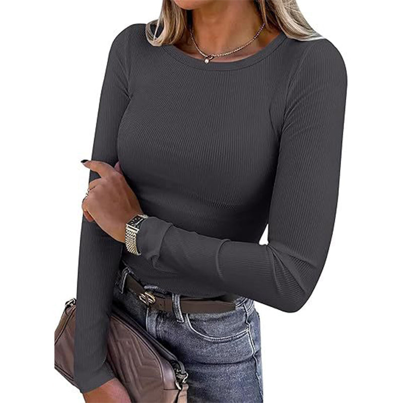 🔥 FALL SALE | 6 FOR $18.99 | 9 FOR ONLY $25.99! Women's Classic Crew Neck Ribbed Knit Tops – Soft Stretch Everyday Basics
