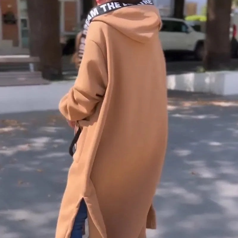 Oversize-Kapuzen-Sweatshirt-Mantel für Damen