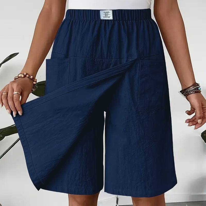Damen Wickel-Skort mit elastischem Bund und Taschen