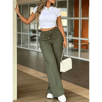 🔥Damenhose mit hoher Taille und geradem Bein – Vordernaht & elastischer Bund hinten – Vielseitig, bequem & perfekt fürs Büro oder die Freizeit