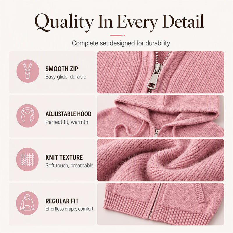 🌸LAST DAY SALE Women's Loose Hooded Knit Cardigan