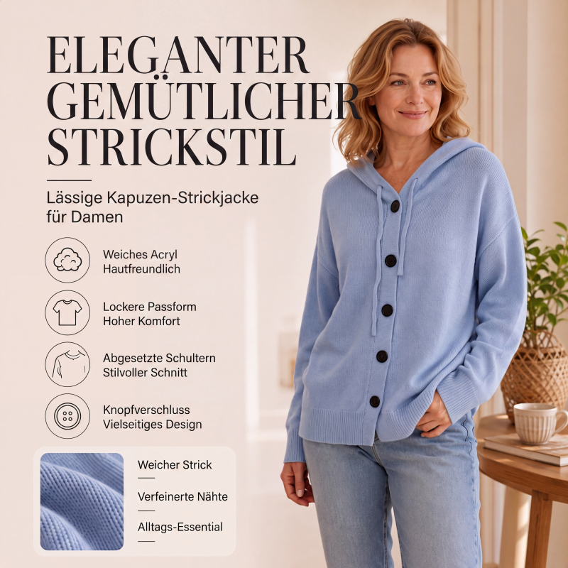 🧥⭐50 % Rabatt！🛍️Damen-Strickcardigan mit Kapuze