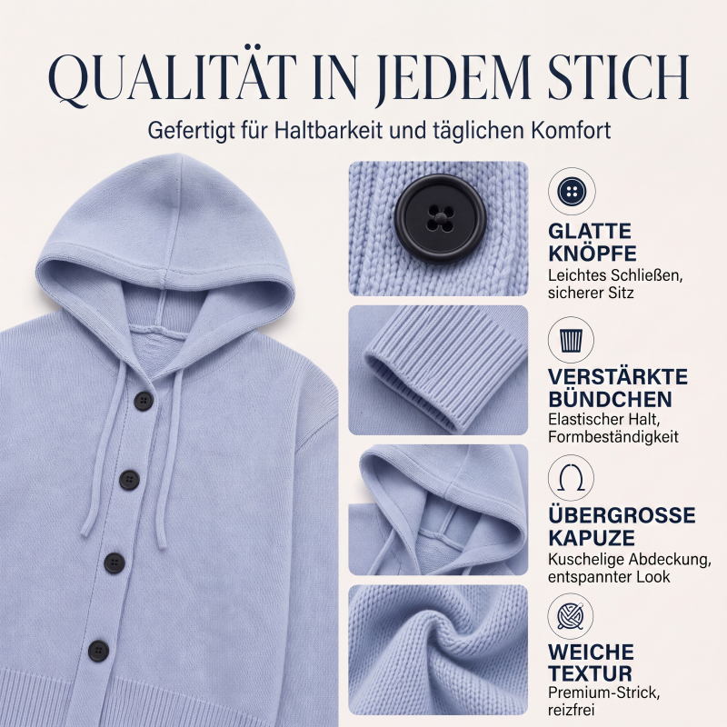 🧥⭐50 % Rabatt！🛍️Damen-Strickcardigan mit Kapuze