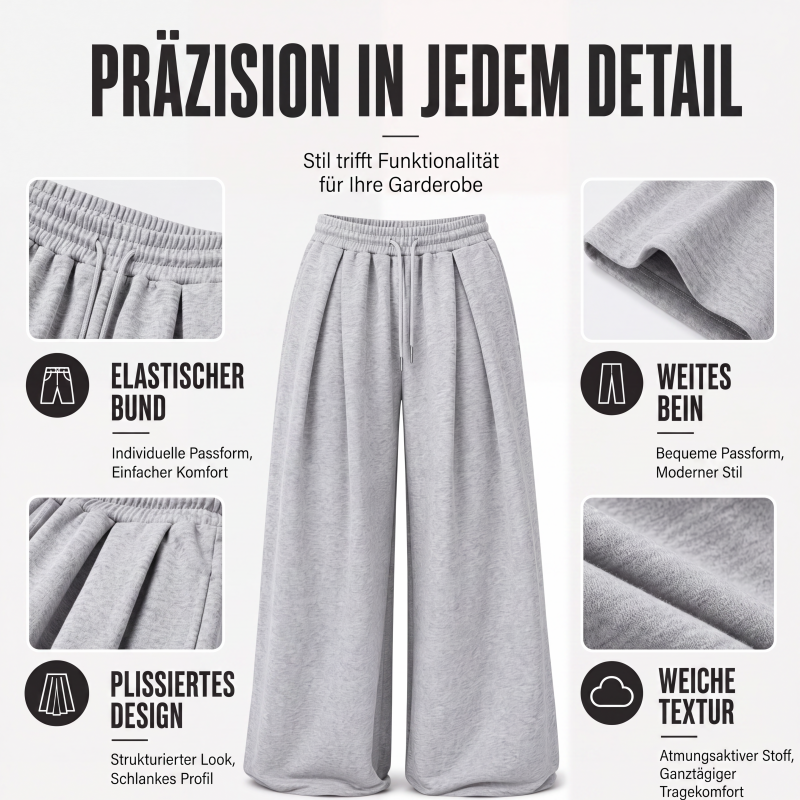 📢🎉50%Rabatt!!!🛍️✨Casual Pleated Wide-Leg Sweatpants for Women