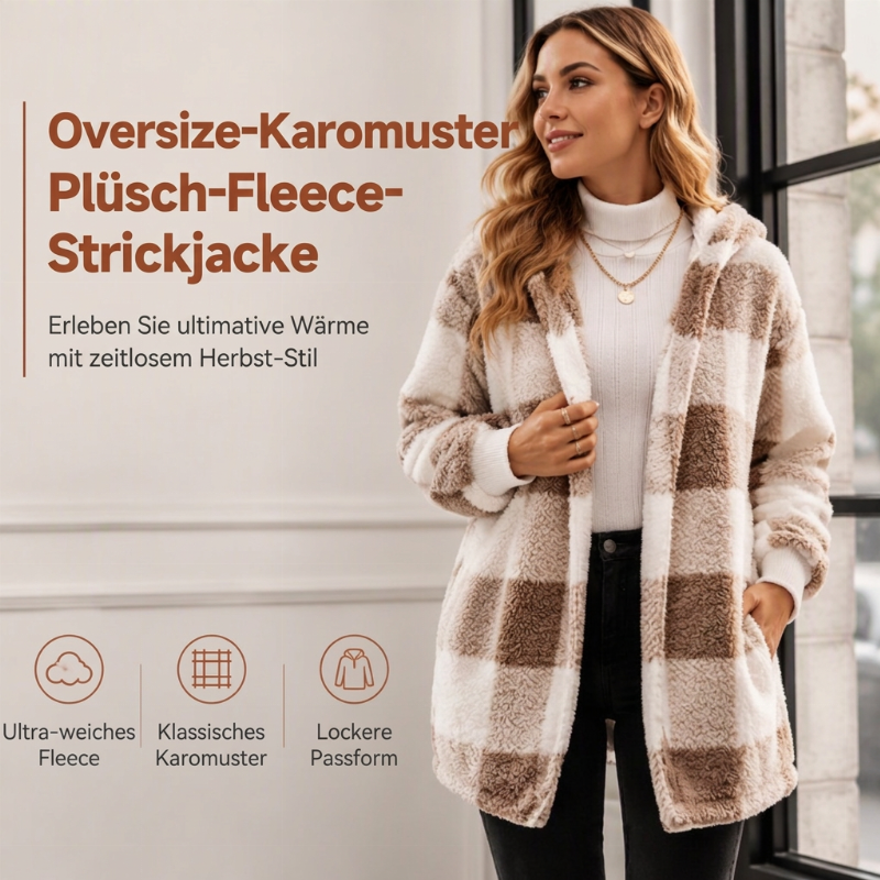 📢🎉50%Rabatt!!!🛍️✨Weites kapuzen-Cardigan für Damen mit Karo-Farblock-Design