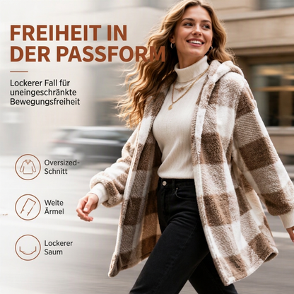 📢🎉50%Rabatt!!!🛍️✨Weites kapuzen-Cardigan für Damen mit Karo-Farblock-Design