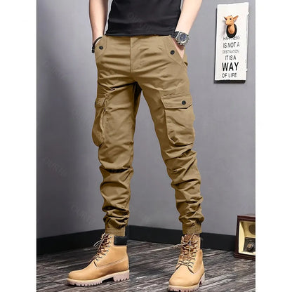 Men's Multi-Color Cargo Joggers – Multi-Pocket Casual Pants
