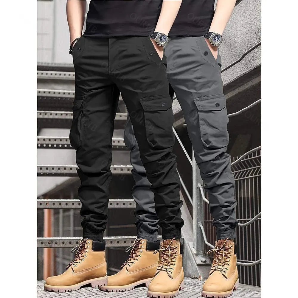 Men's Multi-Color Cargo Joggers – Multi-Pocket Casual Pants