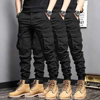 Men's Multi-Color Cargo Joggers – Multi-Pocket Casual Pants