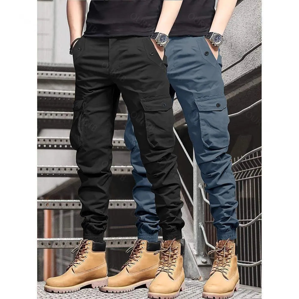 Men's Multi-Color Cargo Joggers – Multi-Pocket Casual Pants