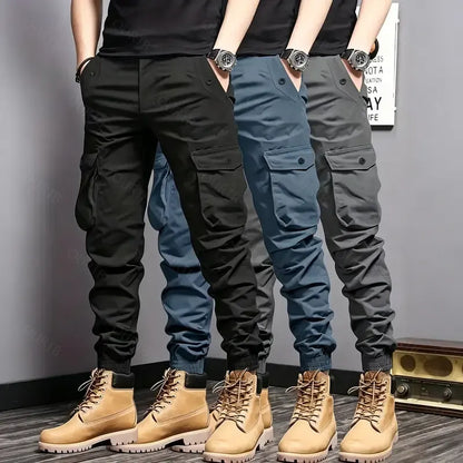 Men's Multi-Color Cargo Joggers – Multi-Pocket Casual Pants