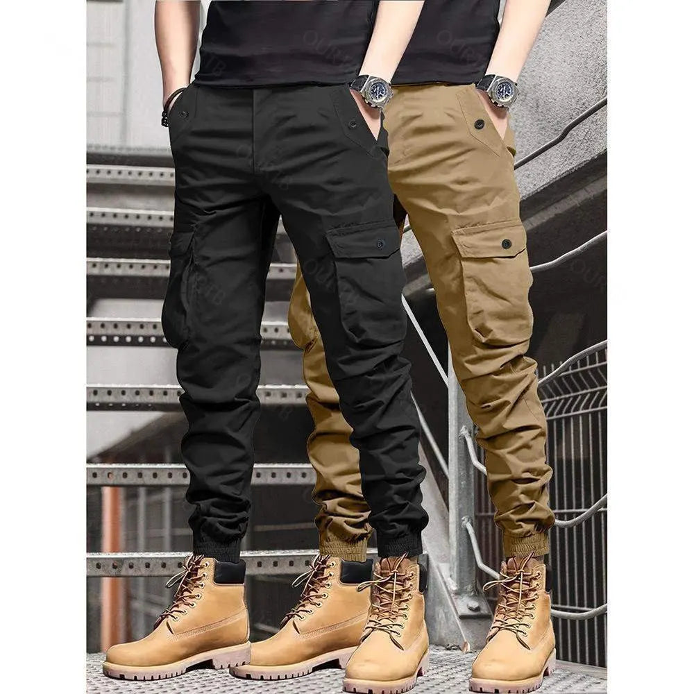 Men's Multi-Color Cargo Joggers – Multi-Pocket Casual Pants