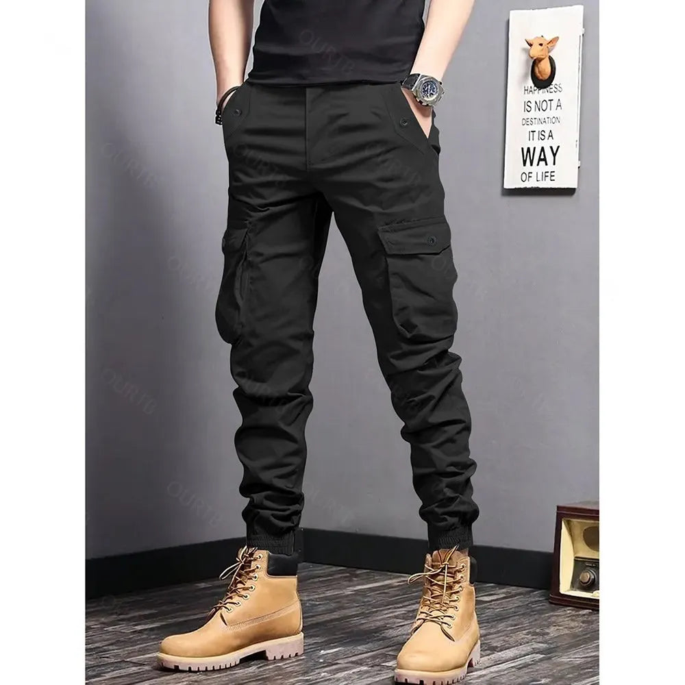 Men's Multi-Color Cargo Joggers – Multi-Pocket Casual Pants