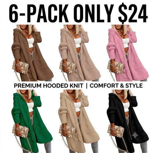 Womens Long Cardigans Cable Knitted Open Front Oversized Hooded Outerwear Sweater Coat